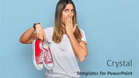  Presentation with red - PPT theme enhanced with young-woman-holding-red-casual background and a light blue colored foreground