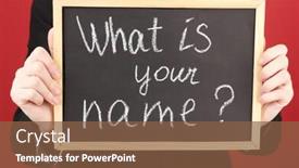  Presentation with name - Amazing presentation theme having young woman holding sign what backdrop and a tawny brown colored foreground