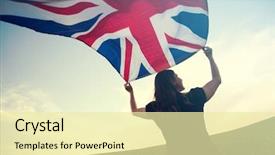  Presentation with union jack flag - Presentation theme with young woman holding waving union background and a blonde colored foreground