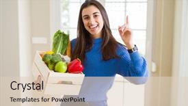  Presentation with sportswoman boxing woman - Presentation enhanced with young woman holding wooden box background and a lemonade colored foreground
