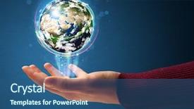  Presentation with hand holding earth - Beautiful presentation featuring young woman holding in her hand a glowing earth globe elements of this image furnished by nasa backdrop and a ocean colored foreground