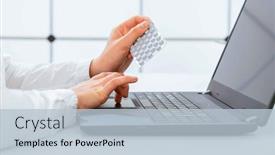  Presentation with medical pills - Slide set with young-woman-holds-a-package background and a lemonade colored foreground