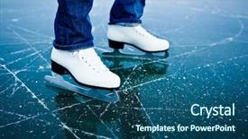  Presentation with winter ice - Cool new PPT theme with young woman ice skating outdoors backdrop and a ocean colored foreground