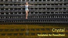  Presentation with boat - PPT layouts with young-woman-in-a-bathing background and a tawny brown colored foreground