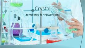  Presentation with laboratory chemical - Presentation theme featuring young-woman-in-a-chemical background and a sky blue colored foreground