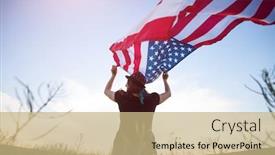  Presentation with 4th july - Amazing presentation design having young-woman-in-a-field backdrop and a coral colored foreground