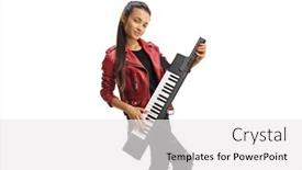  Presentation with leather - Audience pleasing slide deck consisting of young-woman-in-a-leather backdrop and a white colored foreground