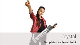  Presentation with leather - Presentation design having young-woman-in-a-leather background and a light gray colored foreground