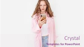  Presentation with sad teen - Presentation theme consisting of young-woman-in-a-pink background and a lemonade colored foreground