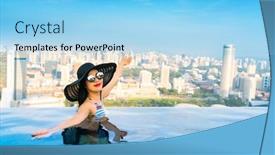  Presentation with infinity - PPT theme with young-woman-in-a-roof background and a light blue colored foreground