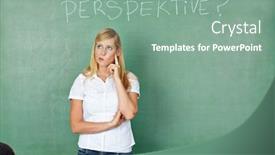  Presentation with german - Amazing PPT theme having young-woman-in-a-school backdrop and a seafoam green colored foreground