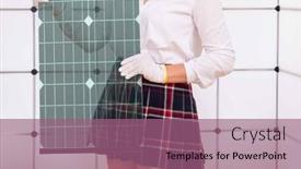  Presentation with solar panel - Presentation featuring young-woman-in-a-short background and a violet colored foreground