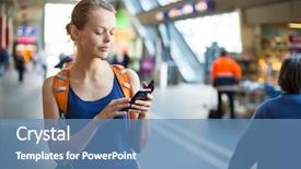  Presentation with waiting - Presentation with young woman in a train background and a teal colored foreground