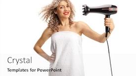  Presentation with curly hair - Presentation theme consisting of young-woman-in-a-white background and a white colored foreground