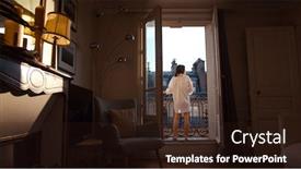  Presentation with apartment - Presentation with young-woman-in-a-white background and a wine colored foreground