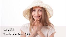  Presentation with wide - Audience pleasing PPT theme consisting of young woman in a wide brimmed hat backdrop and a lemonade colored foreground