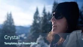  Presentation with winter wonderland - Beautiful slides featuring young woman in a winter wonderland lot of snow and trees in the blurry background backdrop and a ocean colored foreground