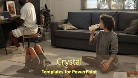  Presentation with bottle water - Presentation theme enhanced with young-woman-in-activewear-drinking background and a tawny brown colored foreground