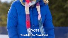  Presentation with alpine - Colorful PPT theme enhanced with young woman in alpine snow scene backdrop and a ocean colored foreground