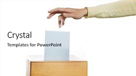  Presentation with deliver - Slide deck enhanced with young woman in an election background and a white colored foreground