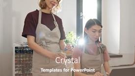  Presentation with linen - Theme having young-woman-in-apron-putting background and a coral colored foreground