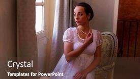  Presentation with classical - Amazing slides having young-woman-in-authentic-regency backdrop and a tawny brown colored foreground