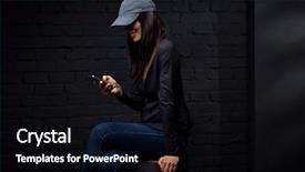  Presentation with low back - Colorful theme enhanced with young woman in baseball cap backdrop and a black colored foreground