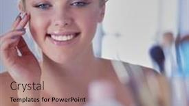  Presentation with bathroom - Presentation design with young-woman-in-bathrobe-looking background and a  colored foreground