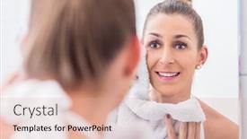  Presentation with bathroom - Beautiful presentation theme featuring young-woman-in-bathroom-towelling backdrop and a lemonade colored foreground