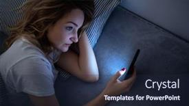  Presentation with blue eyes - Presentation theme consisting of young-woman-in-bed-holding background and a wine colored foreground