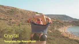  Presentation with tropical - Presentation theme having young-woman-in-bikini-outdoor background and a  colored foreground