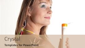  Presentation with sunscreen - PPT layouts featuring young woman in bikini with sunscreen on a white background background and a coral colored foreground