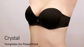  Presentation with light blue dna black - Presentation having young woman in black bra background and a coral colored foreground