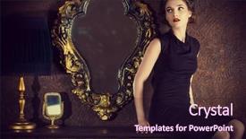  Presentation with black woman - PPT theme with young woman in black evening background and a wine colored foreground