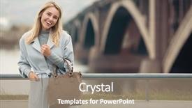  Presentation with autumn blue - Beautiful theme featuring young woman in blue coat backdrop and a  colored foreground