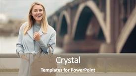  Presentation with autumn blue - Amazing PPT theme having young woman in blue coat backdrop and a  colored foreground