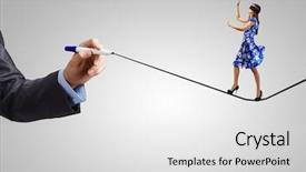  Presentation with blue line - Presentation theme featuring young woman in blue dress walking on line background and a white colored foreground