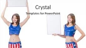  Presentation with boxing - Amazing PPT theme having young woman in boxing pants backdrop and a white colored foreground