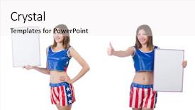 Presentation with boxing - Presentation design featuring young woman in boxing pants background and a white colored foreground