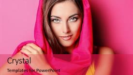  Presentation with beauty cosmetics - Slide deck featuring young woman in bright crimson background and a red colored foreground