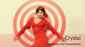  Presentation with bright white - Cool new slide deck with young woman in bright red backdrop and a red colored foreground