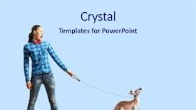  Presentation with kangaroo - Colorful theme enhanced with young woman in casual holding kangaroo on lead backdrop and a white colored foreground