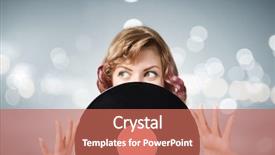  Presentation with disco - Theme featuring young woman in casual holding disco plate on bokeh background background and a coral colored foreground