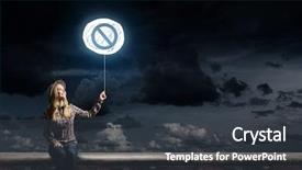  Presentation with balloon - Audience pleasing PPT theme consisting of young-woman-in-casual-holding backdrop and a dark gray colored foreground