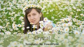  Presentation with chamomile - Colorful slides enhanced with young-woman-in-chamomile-meadow backdrop and a mint green colored foreground