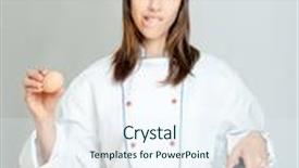  Presentation with frying - Beautiful presentation featuring food insecurity - young woman in chef s backdrop and a sky blue colored foreground