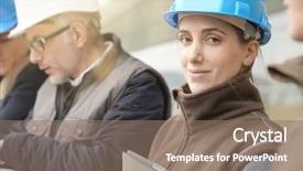  Presentation with engineering - Cool new presentation theme with young woman in construction backdrop and a coral colored foreground