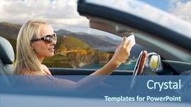  Presentation with road trip - Audience pleasing presentation design consisting of young woman in convertible car backdrop and a ocean colored foreground