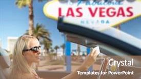  Presentation with self driving car - Presentation design consisting of young woman in convertible car background and a coral colored foreground