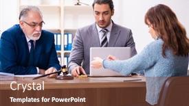  Presentation with lawyer - Cool new presentation design with young-woman-in-courthouse backdrop and a tawny brown colored foreground